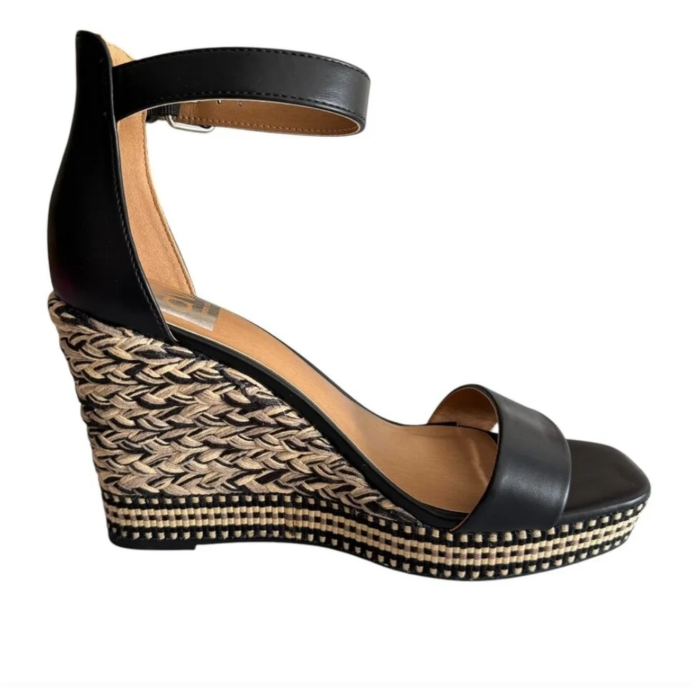 Black Wedge Sandals